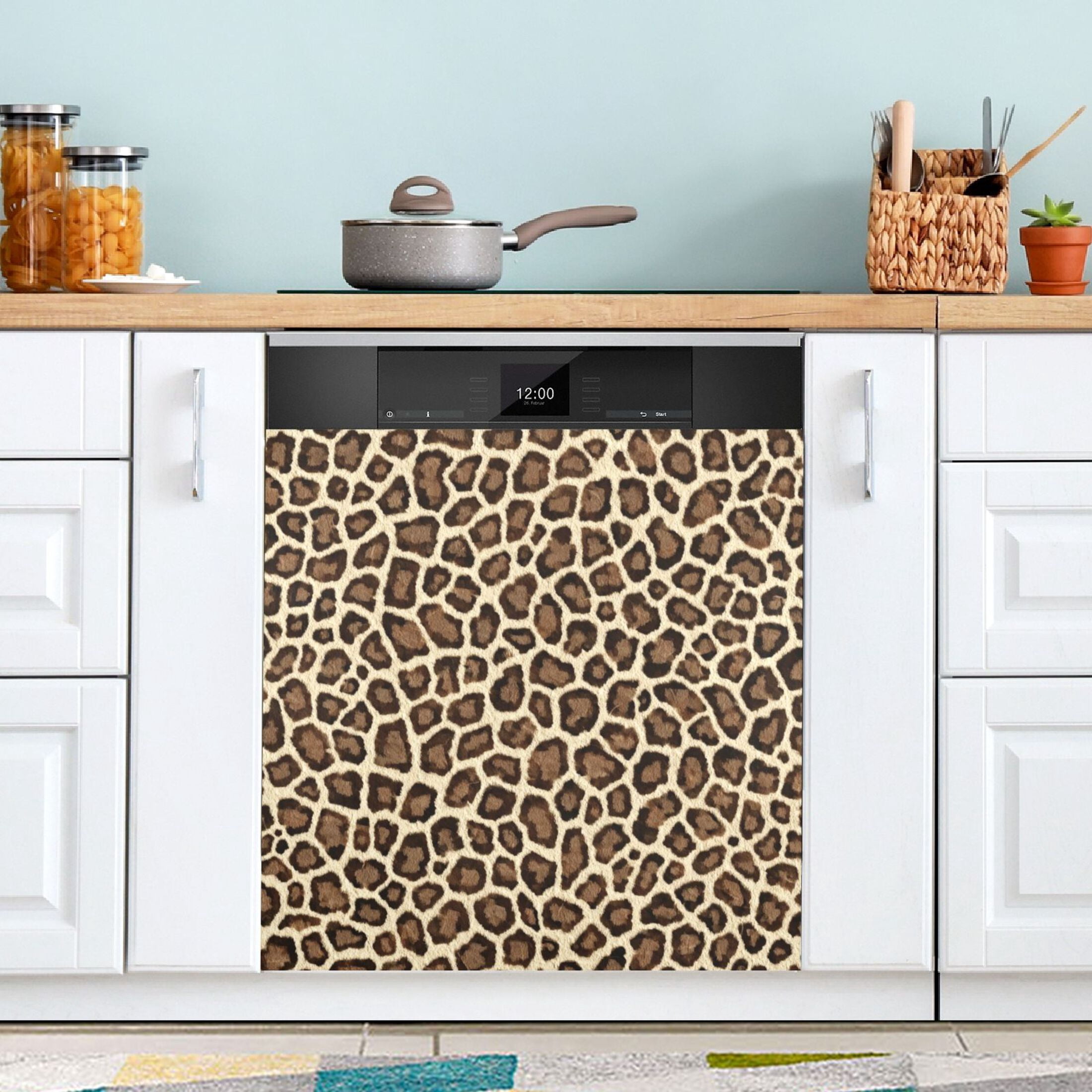 IAUYY Magnetic decorative sticker - 23x26 Inch PVC Refrigerator Decorative Cover, Removable DIY Art for Kitchen Appliances Leopard Pattern