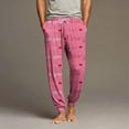 thumbnail image 3 of Men's Drawstring Pocket Cuffed Casual Pants, Irregular Heart Print Valentine's Day Home Sleep Pants for Gift and Holiday,Beige,L, 3 of 8