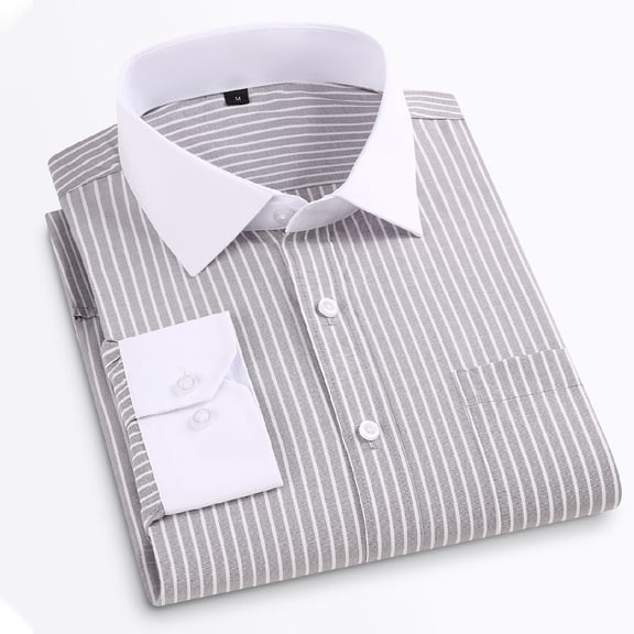 TANSILING Men's Long Sleeve Casual Striped Button Down Shirt