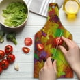 thumbnail image 3 of Fall Cutting Board, Different Colored Vibrant Many Autumn Maple Leaves Nature in November Scenery Photo, Tempered Glass Cutting and Serving Board, Wine Bottle Shape, Yellow Purple, by Ambesonne, 3 of 5