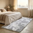 thumbnail image 3 of Shag Runner Rug for Bedroom Living Room 3x7 Upgrade Non-Slip Fluffy Soft Bedside Rugs,Shaggy Gray Carpet for Kids Girls Boys Dorm Nursery Home Decor Aesthetic, 3 of 15