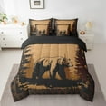 thumbnail image 2 of 7 Piece Bear Full Bed in a Bag Farmstyle Animal Bedding Sets Western Jungle Style Comforter Set with Sheets Rustic Bear Paw Print Bed Set Bear Hunting Theme Sheets, 2 of 5