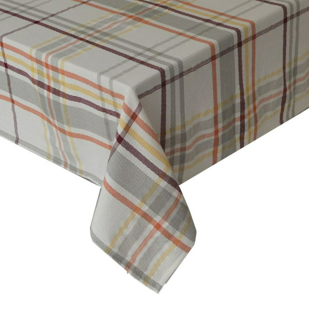 Food Network Windowpane Plaid Fabric Tablecloth, Autumn Table Cloth