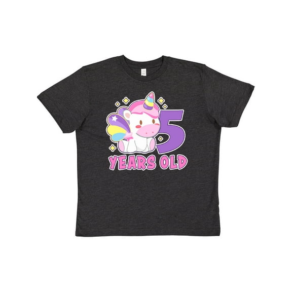 Inktastic 5 years old with Cute Unicorn Birthday Youth T-Shirt