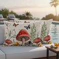 thumbnail image 4 of Mushrooms Outdoor Waterproof Pillow Covers, Butterfly Botanical Country Plants Beige Decorative Rectangle Throw Pillowcase Sofa Cushion Sham for Patio/Couch/Chair, 20"x12" 2 Pack, 4 of 8