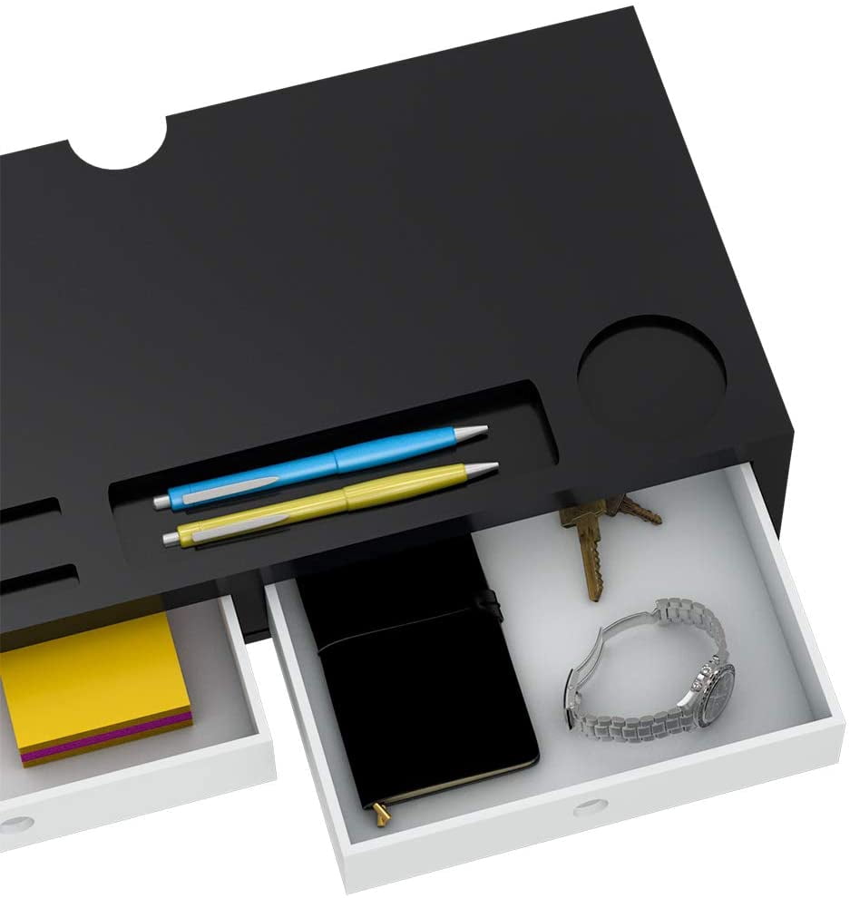 Monitor Stand Riser with Drawer - Desk Shelf Organizer Keyboard Storage Black 22" x 10.6" x 4.7"