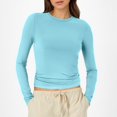 thumbnail image 2 of T-Shirts pour Femmes à Manches Longues Hauts à Manches Longues pour Femmes T-Shirts en Spandex Col Rond Crop Top Chandails de Compression pour Femmes Chemise à Manches Longues pour Femmes T-Shirt Basique Uni Hauts pour Femmes T-Shirts, 2 of 5