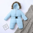thumbnail image 6 of LFEOOST Outerwear Romper Coat Warm Infant Baby Jacket Snowsuit Girls Hooded Jumpsuit Girls Snow for Kids 3M-24M Sky Blue 60, 6 of 9