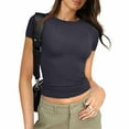 Bluecatlala Crop Tops for Women Sexy Y2k Tunic Ribbed Solid Color Tight