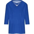 thumbnail image 2 of Summer Tops for Women 2024 Trendy Plus Size Casual 3/4 Length Sleeve V Neck Tee Shirts Fashion Henley Dressy Blouses, 2 of 5