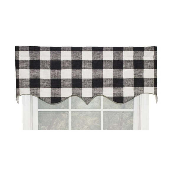Grande Check Regal Style 3" Rod Pocket Valance 50" x 17" Black by RLF Home