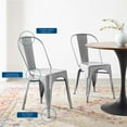 thumbnail image 2 of Side Dining Chair, Set of 2, Metal Steel, Silver, Modern Contemporary Urban Design, Kitchen Room Cafe Bistro Restaurant Hospitality, 2 of 10