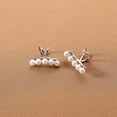 thumbnail image 5 of Veshon 925 Sterling Silver Pearl Crawler Cuff Earrings Clip Ons for Women Pearl Wrap Earrings Climber, 5 of 5