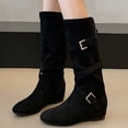 thumbnail image 4 of Fnooota Women's Knee High Boots, Non Slip Casual Round Toe PU Fall Winter Shoes Black Size 6.5, 4 of 5