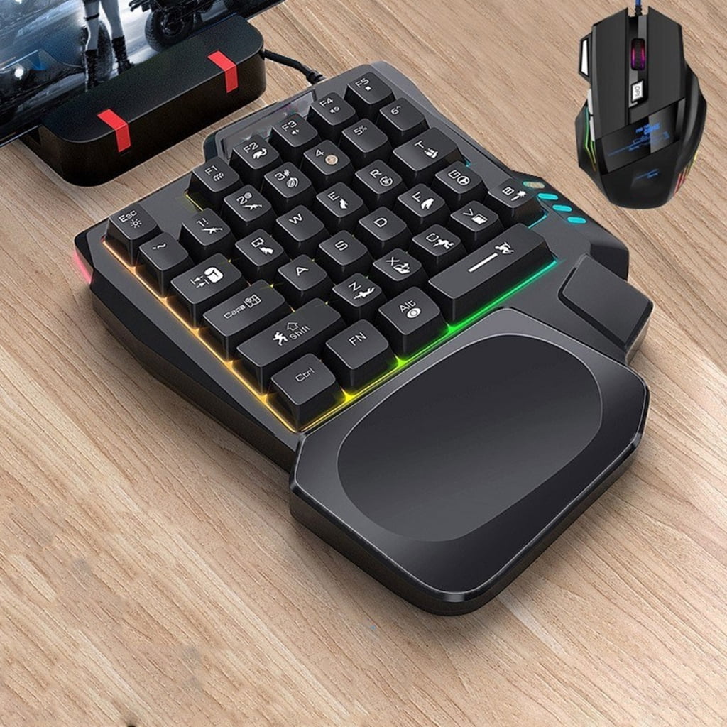 Gieenan One Handed Gaming Keyboard, 14-Key with Backlight USB Corded Keypad with Hand Rest and Shine Through