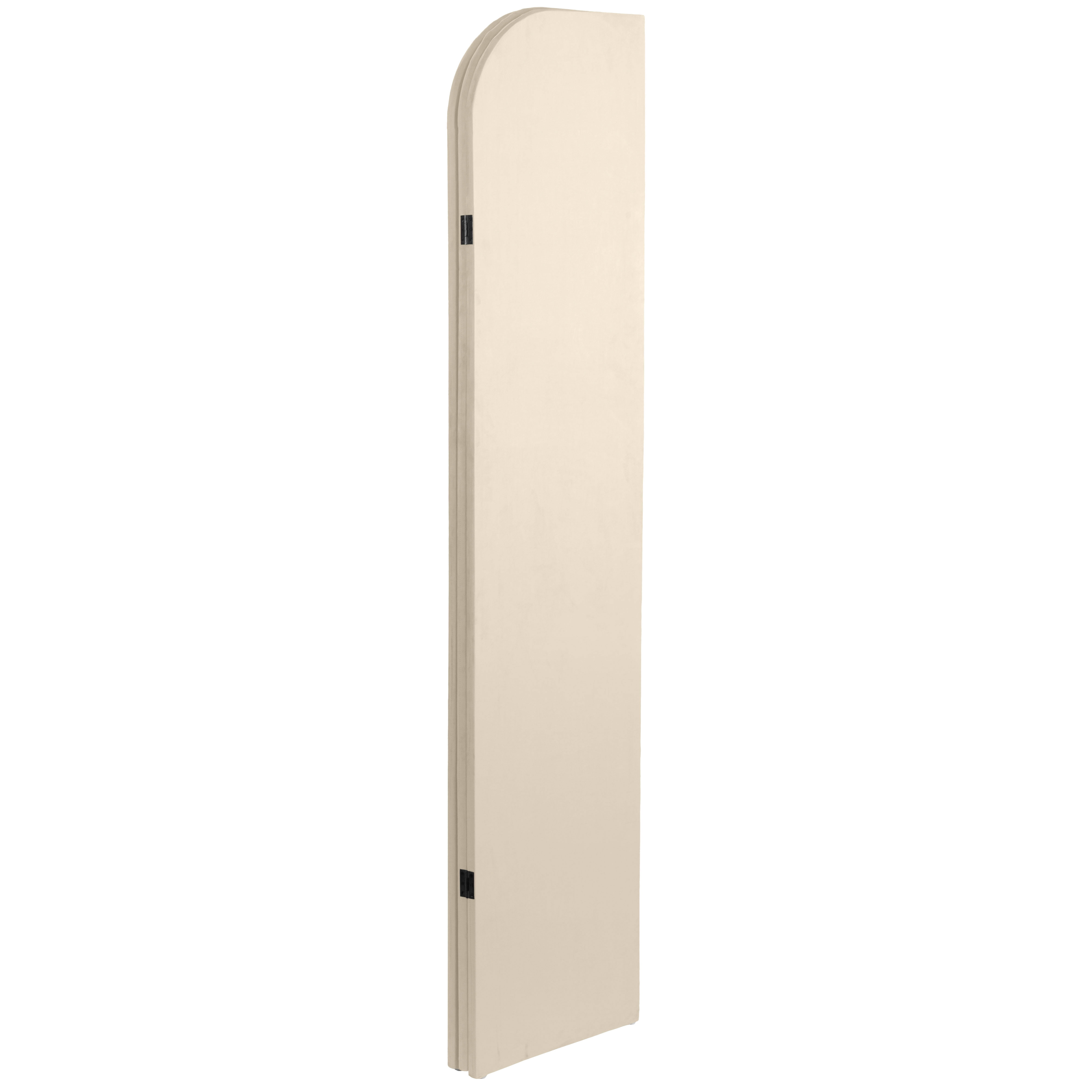 6 ft. Modern Arch Velvet Room Divider Cream 3 Panel