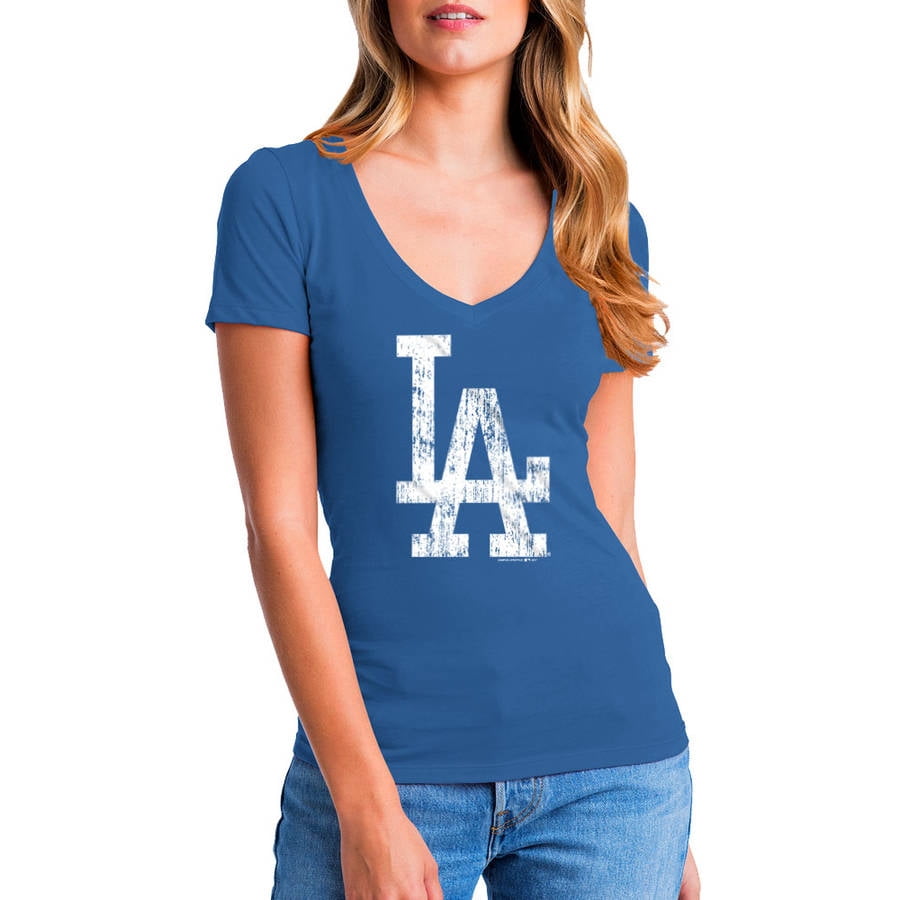 MLB Los Angeles Dodgers Women's Short Sleeve Team Color Graphic Tee