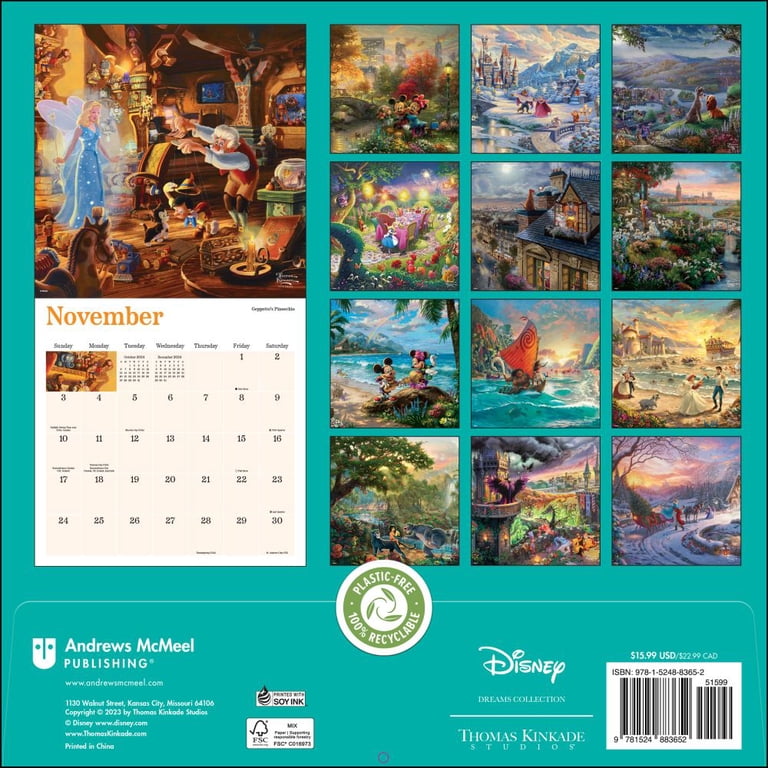 Disney Dreams Collection by Thomas Kinkade Studios: 2024 Wall Calendar -  Walmart.com