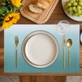 thumbnail image 4 of Turquoise Ombre Placemats Set of 6, Teal White Gradient Modern Abstract Art Placemats for Dining Table, Place Mats for Kitchen Tabletop, Waterproof Wipeable Dining Table Mats Set, 4 of 9