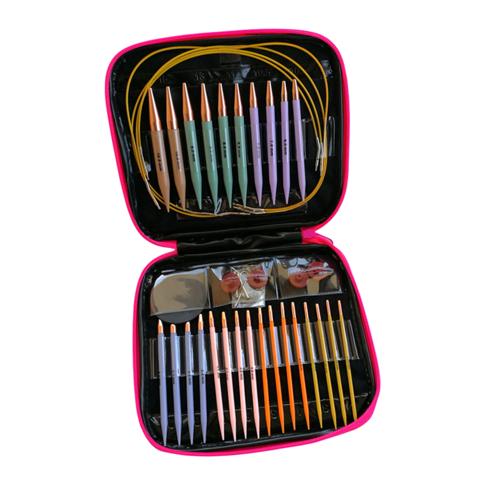 Different Sizes Circular Knitting Needles with Storage Case Knitting Needles Set Suitable for Beginners or DIY Craft Lover Use Full DIY Craft Kits Interchangeable Knitting Needles Set