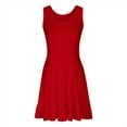 thumbnail image 3 of Meichang T Shirt Dresses for Women 2024 Sleeveless Scoop Neck Ruffle Tiered Mini Dresses Solid Pleated A-Line Dresses Flowy Summer Sundresses Red S, 3 of 5