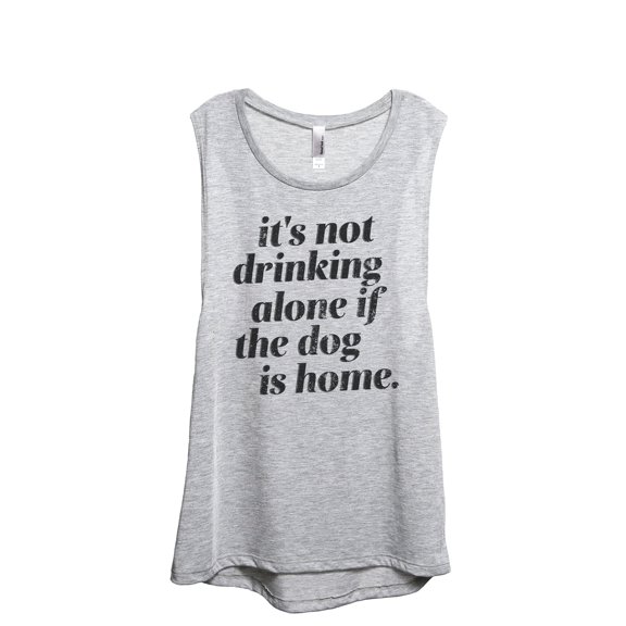 Drinking Alone Dog Home Women's Fashion Sleeveless Muscle Workout Yoga Tank Top Sport Grey X-Large