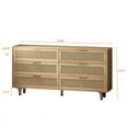 thumbnail image 2 of 59.06"6-Drawers Rattan Storage Cabinet, Rattan Dresser for Bedroom, Living Room, Natural, 2 of 7
