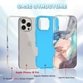 thumbnail image 2 of CASEFIV for iPhone 16 Pro Case,Marble Pattern 3 in 1 Heavy Duty Shockproof Rugged Hard PC+Soft Silicone Drop Protective Girls Women Cover,Blue, 2 of 6