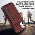 thumbnail image 4 of Decase Leather Wallet Case for iPhone 11 with Kickstand Card Slots Magnetic Button Shockproof Business Style Case For iPhone 11,Winered, 4 of 6