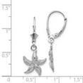 thumbnail image 2 of 14k White Gold Textured Sea shell Nautical Starfish Leverback Earrings 31x12mm Wide Stud Earring for Women, 2 of 2