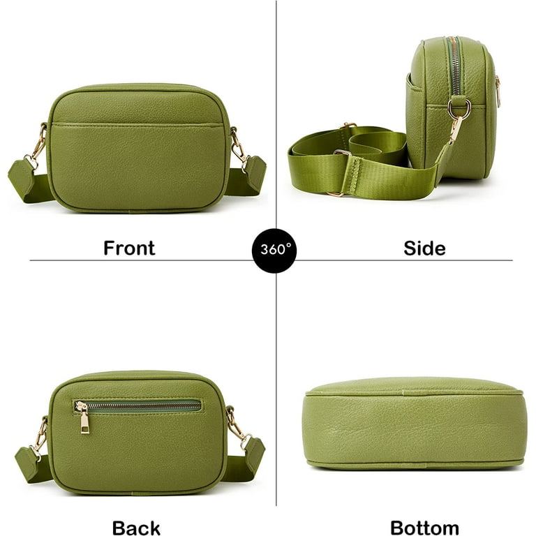 Triple Zip Small Crossbody Bag for Women, Square Snapshot Camera