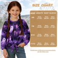 thumbnail image 7 of Xoenoiee Ghost Candle Bat Butterfly Print Girl's Long Sleeve Shirts Tie Front Knot Tops Tee Crew Neck T Shirt Pullover Tunic Sweatshirt for Beach Vacation, 5-6 Year, 7 of 7