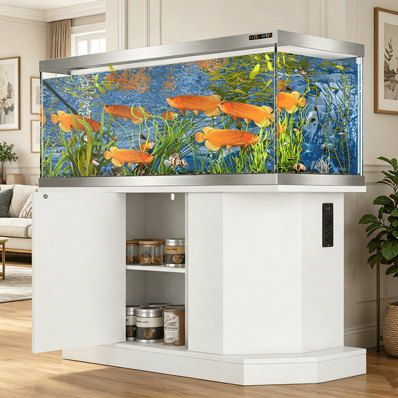HAOMINS Fish Tank Stand, Heavy Duty Aquarium Stand with Power Outlet (4 AC 2 USB Ports) and Cabinet Storage for 55-75 Gallon eptile Breeder Turtle Terrarium Weight Capacity 880LBS