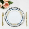 thumbnail image 5 of Balsa Circle 10 White Plastic Salad 10" Plates Royal Blue Gold Trim Disposable Tableware, 5 of 8