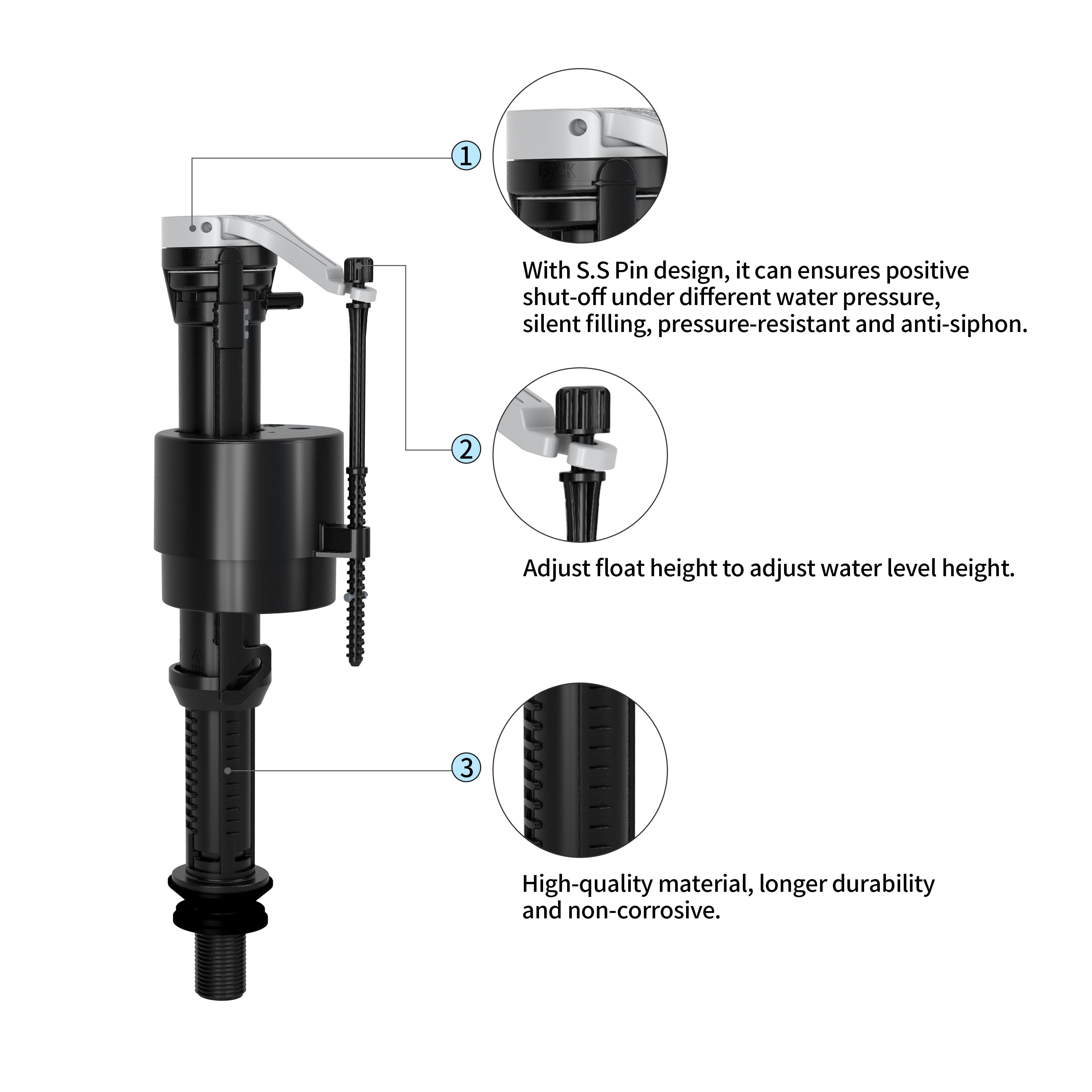 Buy R&T A1320 Toilet Fill Valve Quiet Fill AntiSiphon Toilet Tank