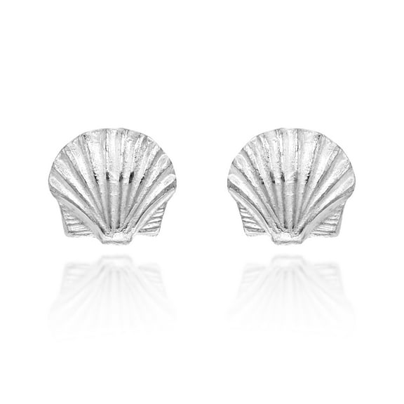 Ocean's Beauty Scallop Sea Shell Sterling Silver Stud Earrings