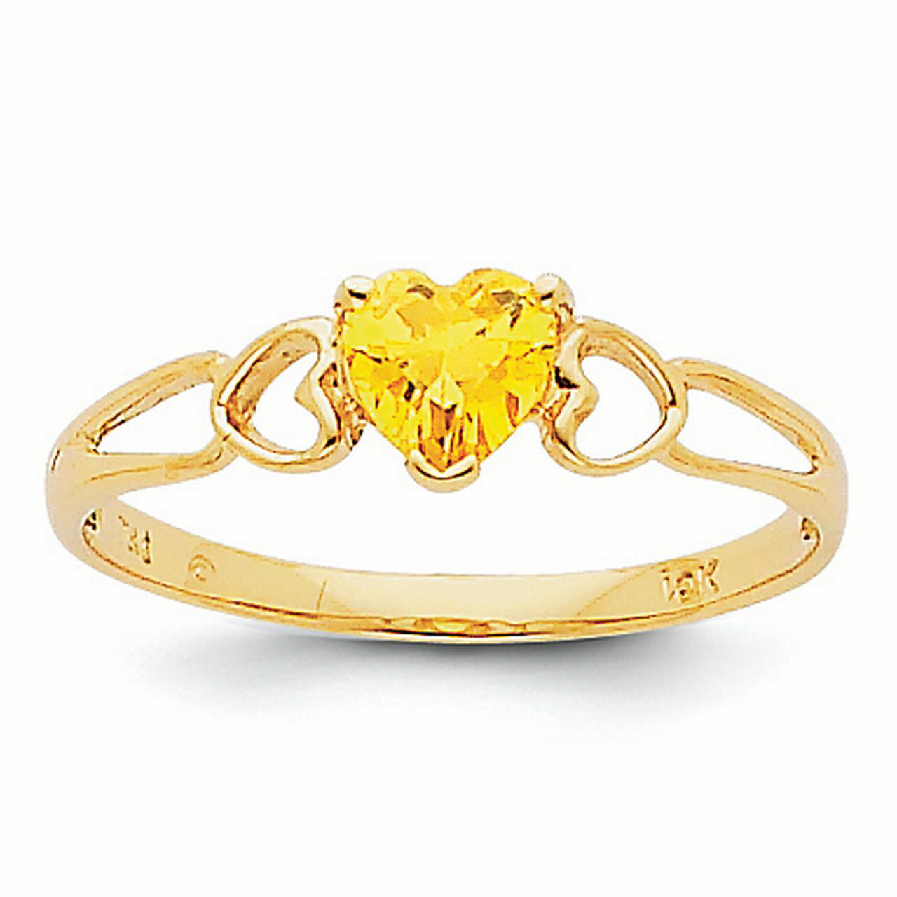 Ring Birthstone - 14K Gold 5 MM Citrine November Birthstone Heart Ring ...