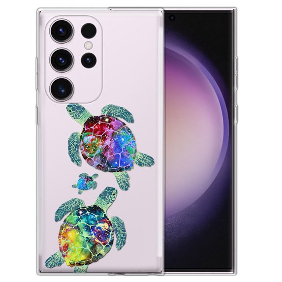 WIRESTER Transparent Soft Gel TPU Clear Case Slim Protective Cover for Samsung Galaxy S23 Ultra 6.8" 2023 (NOT FIT Galaxy S23 6.1" 2023 / S23+ / S23 Plus 6.6" 2023), Clear Sea Turtles Family