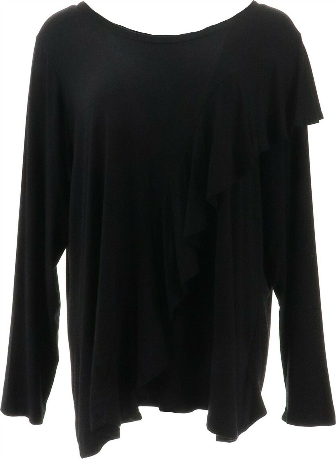 DG2 by Diane Gilman Ruffle Front Top Black 1X NEW 613-558 | Walmart Canada