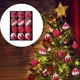 thumbnail image 1 of Juego de 12 bolas navideñas de 8 cm | Esferas de ladrillos de colores en rojo, verde y beige | Formas de estrella y corazón con purpurina y cinta dorada | Adornos navideños de ABS duraderos para el, 1 of 6