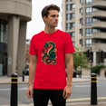 thumbnail image 3 of Smartprints Japanese Blue Dragon with Golden Clouds Men's T-Shirt Red, Cotton, S, 3 of 4