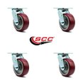 thumbnail image 2 of 5 Inch Poly on Aluminum Wheel Swivel Caster Set with Roller Bearings SCC, 2 of 2