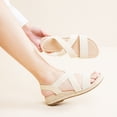 thumbnail image 5 of Women's Platform Wedge Heel Sandals - Comfortable Insole Lightweight Rubber Sole, Open-Toe Adjustable Elastic Strap Summer Casual Sandals, 5 of 7