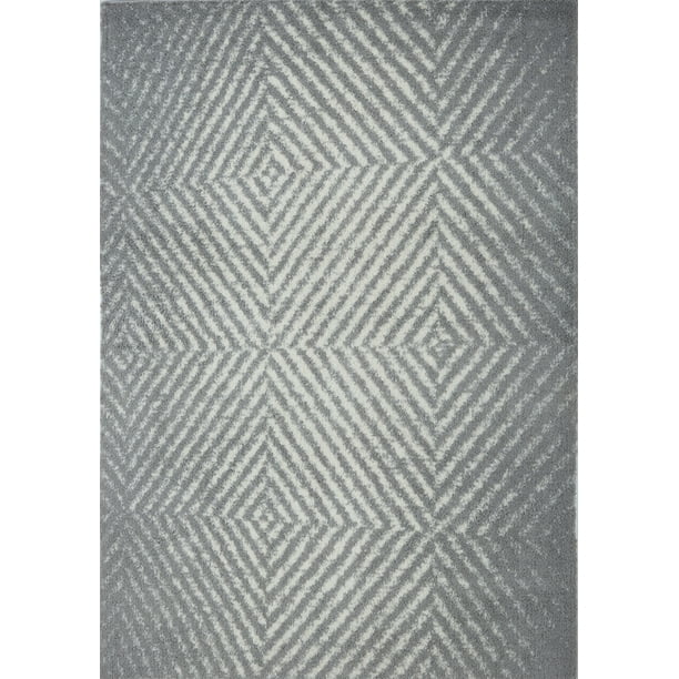Ladole Rugs Élégant Moderne Abstrait Siffleur Contemporain Élégant Doux Shag Shaggy Zone Grise Tapis 4x6 (3'11" x 5'7", 120cm x 170cm)