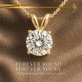 thumbnail image 4 of 14K Solid Yellow Gold Lab Grown Moissanite Round Cut Solitaire Pendant | Double Loop Bail | 5.0mm 0.50 CTW | 16-18" Adjustable Cable Chain Necklace | Luxury Gift, Birthday, Anniversary, Mothers Day, 4 of 7