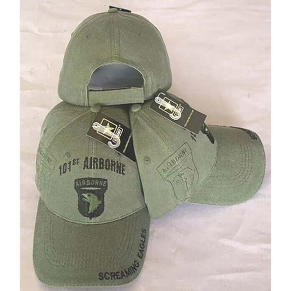 OLIVE DRAB US ARMY 101ST AIRBORNE DIVISION DISTRESSED VINTAGE BASEBALL CAP HAT
