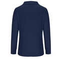 thumbnail image 5 of WREESH Womens Fashion Blouses Lapel Solid Color Pullover Regular Fit Button Long Sleeve Tops Casual Turndown Collar Button Top Blouse Dark Blue, 5 of 9