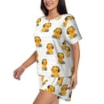 thumbnail image 2 of Fuzoiu Cute Duck With Headphone Print Women's Short-Sleeved Pajama Set,Lounge Sleepwear Set,Womens Pajama Sets 2 Piece,Button-Up Top and Shorts with Pockets-3X-Large, 2 of 7