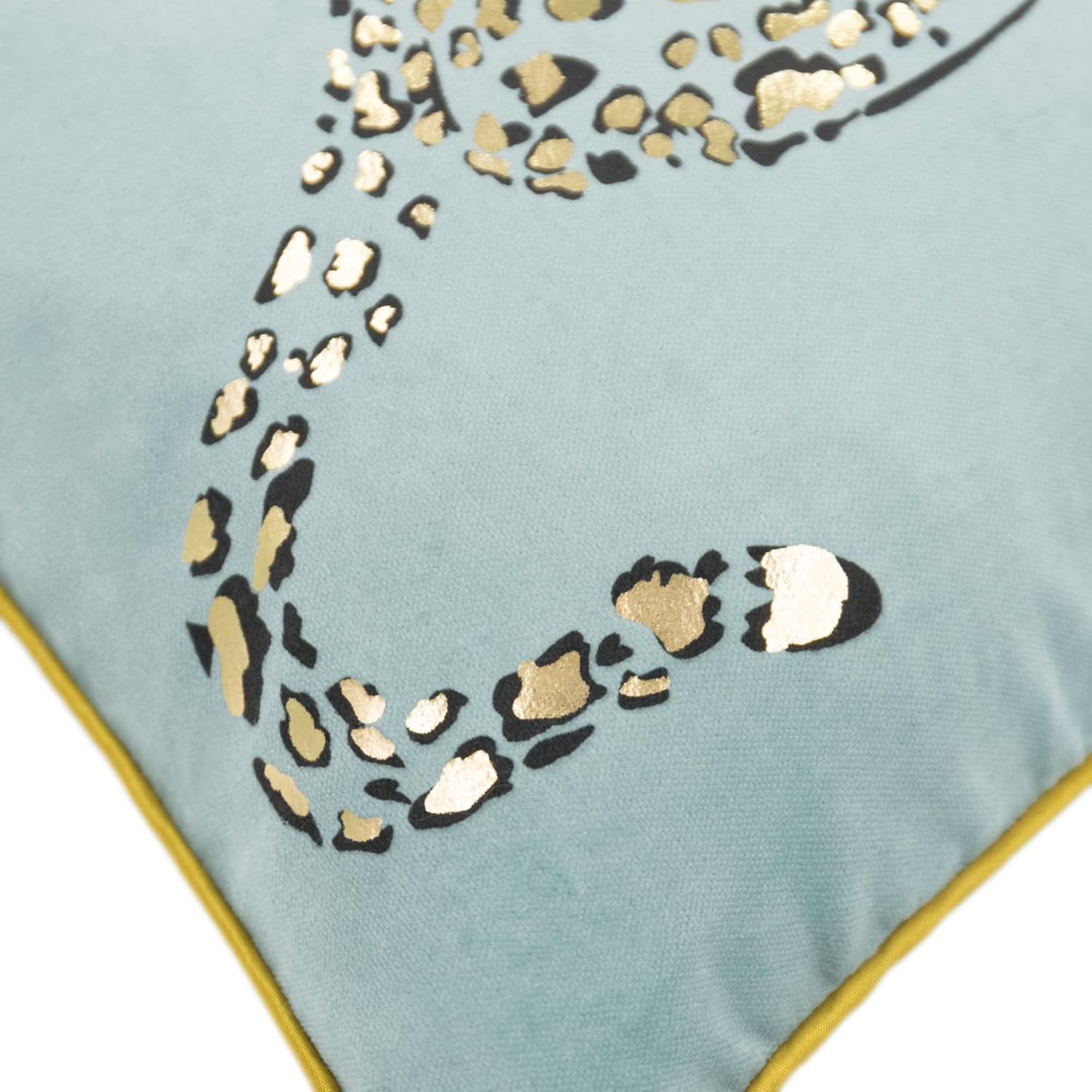 JWH Soft Cotton Velvet Foil Print Leopard Throw Pillow Covers for Couch Sofa Bedding Decoration Light Blue 12x20inch