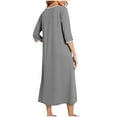 thumbnail image 5 of Aboser Womens Lounger Robes with Pockets Zipper Up Crewneck Nightgown Casual 3/4 Sleeve Duster Housecoat Lightweight Full Length Loungewear, 5 of 6